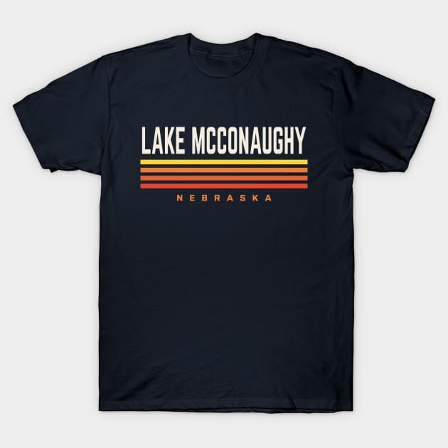 Lake McConaughy Nebraska Retro Vintage Stripes T-Shirt by PodDesignShop